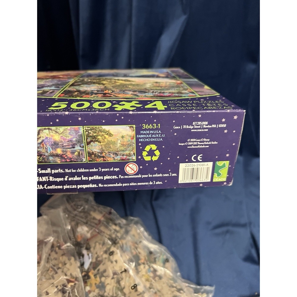 Thomas Kinkade Disney Jigsaw Puzzle Ceaco 3663-01 4 in 1 Multi-Pack 500 Pieces - Picture 6 of 6